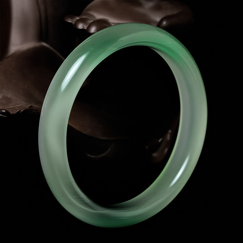 Chrysoberyl Cat's Eye Thin Peace Support Cuff Bangle Bracelet