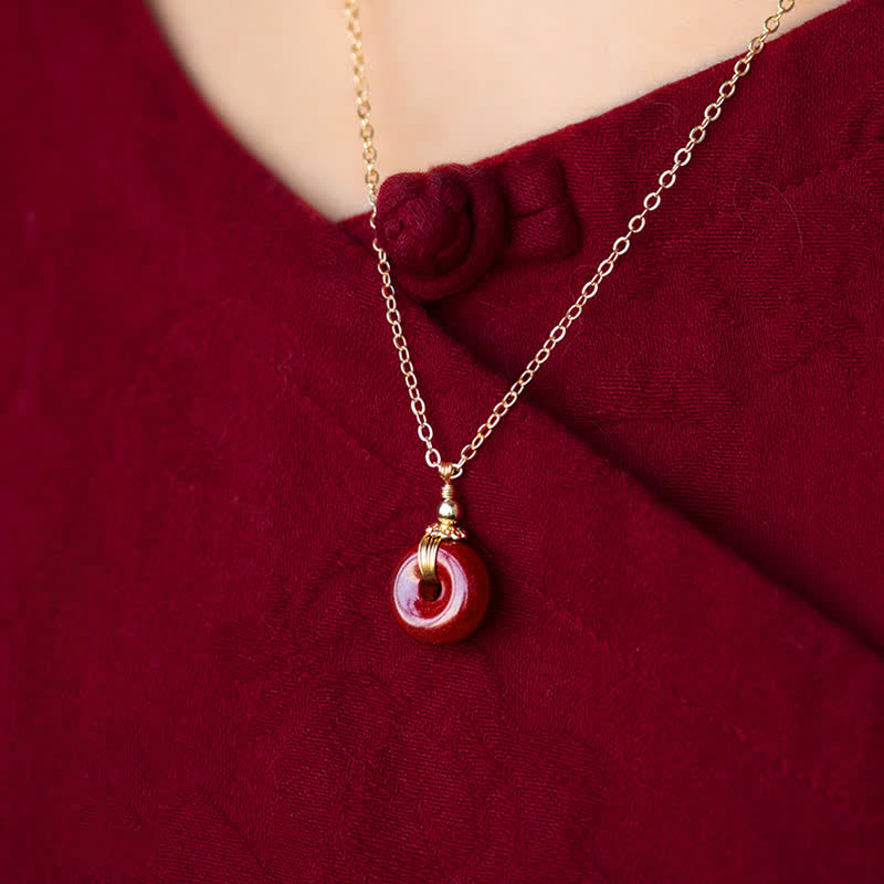 Cinnabar Peace Buckle Calm Blessing Necklace Pendant (Extra 35% Off | USE CODE: FS35)