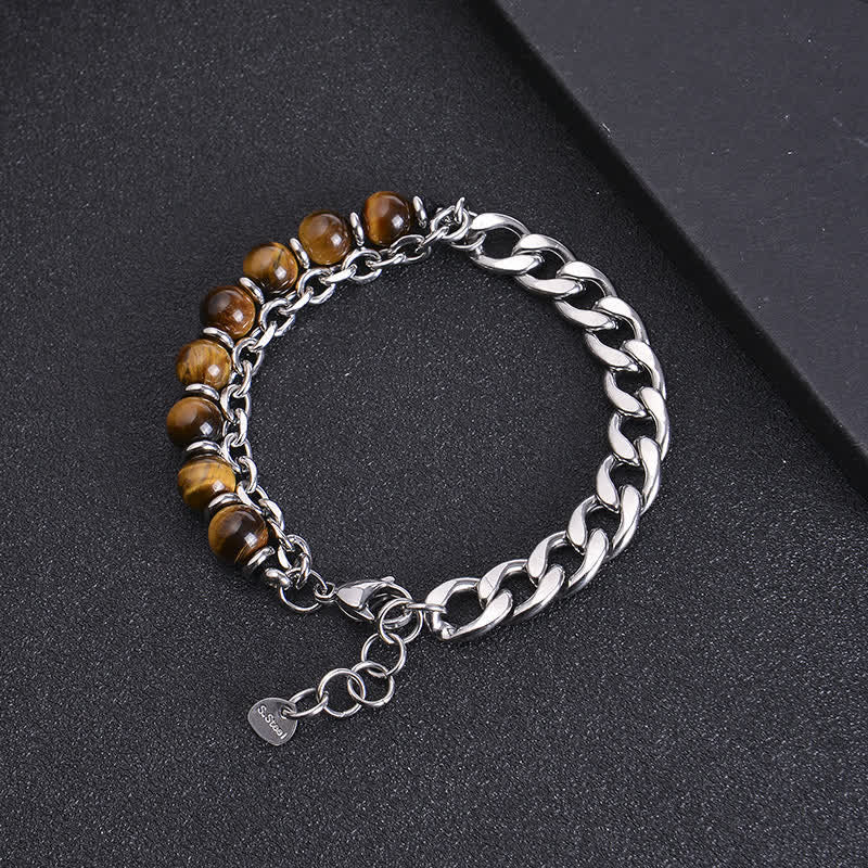 Tiger Eye Picasso Jasper Frosted Stone Strength Bracelet
