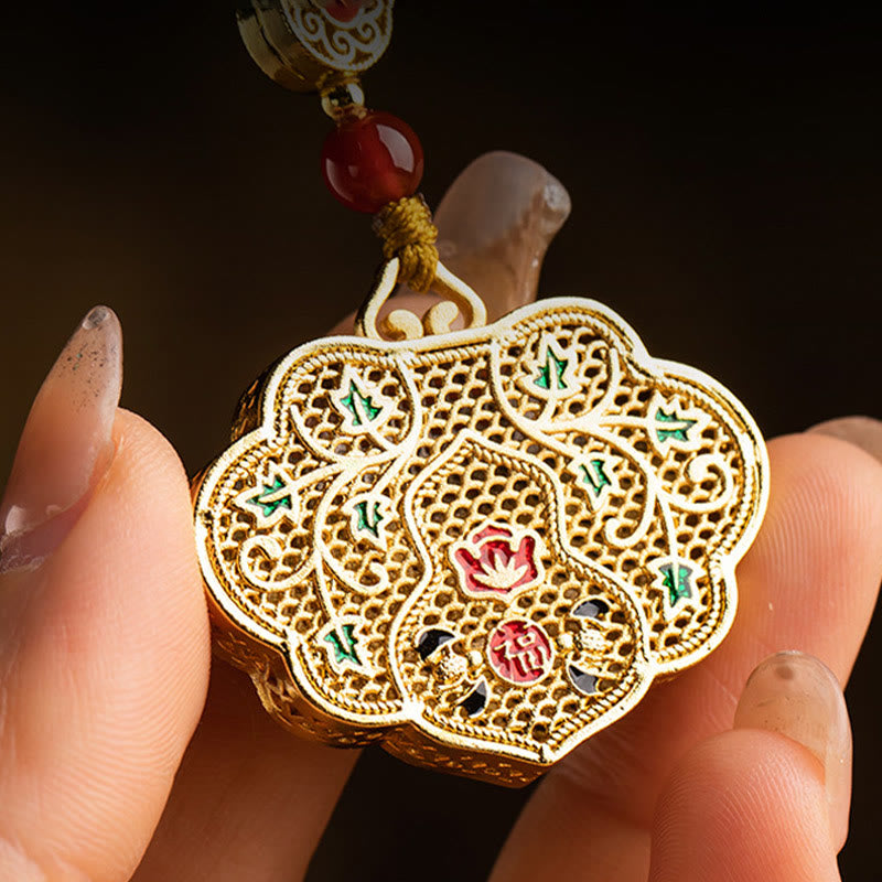 Lock of Good Wishes Fu Character Luck Blessing Key Chain