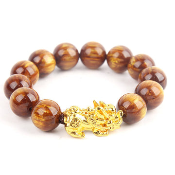 Lucky Golden Tiger Eye Abundant Pixiu Bracelet
