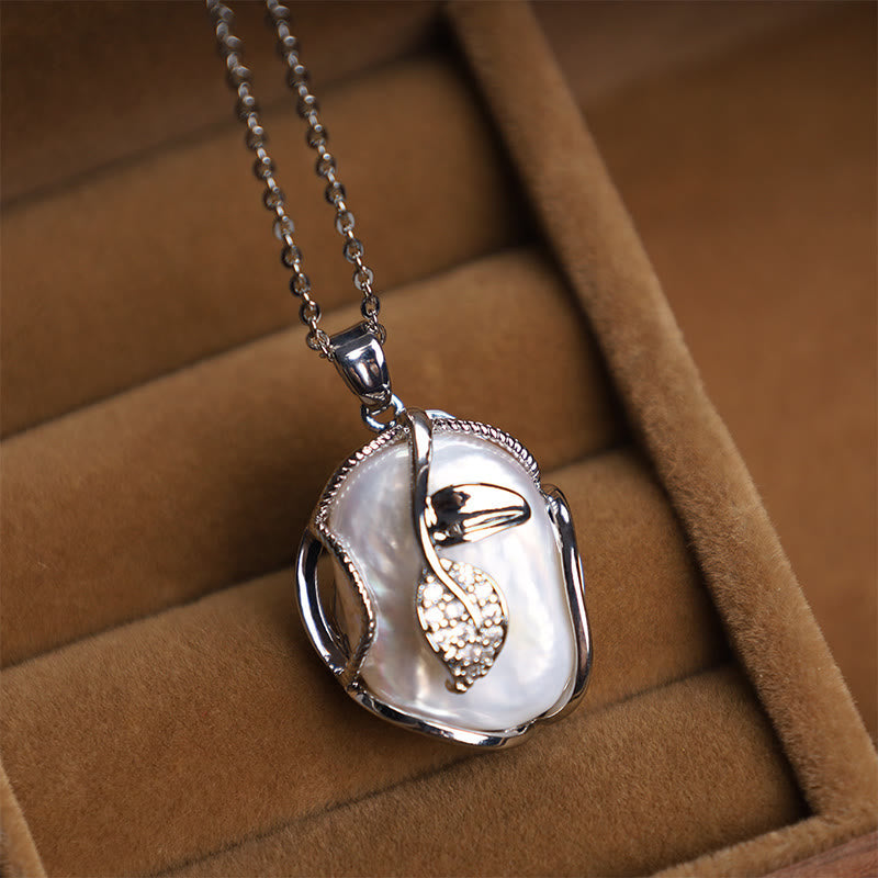 18K Gold Plated Copper Natural Baroque Pearl Flower Sincerity Necklace Pendant