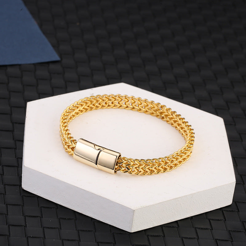 Textured Fish Scale Titanium Steel Magnetic Buckle Balance Chain Bracelet