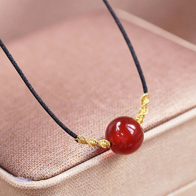 Natural Red Agate Chalcedony Self-acceptance Confidence String Bead Bracelet Necklace Pendant