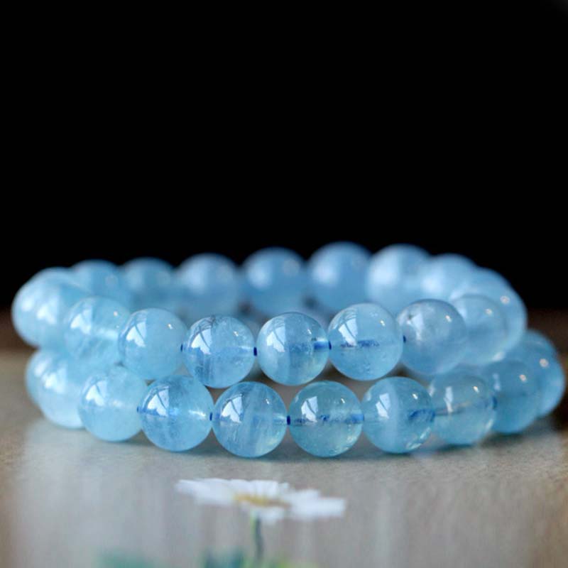 Natural Aquamarine and Amber Beaded Serenity Bracelet