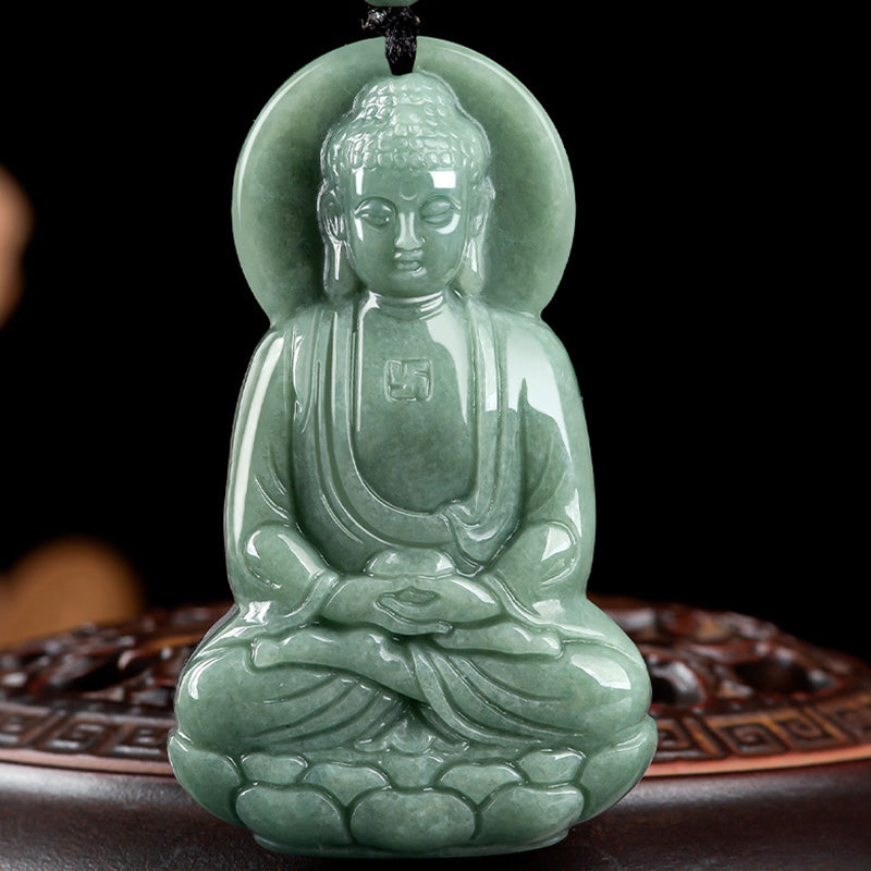 Amitabha Buddha Jade Amulet Compassion String Necklace