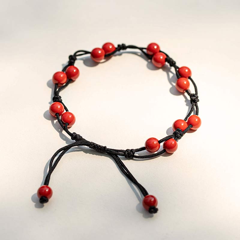 Handmade Natural Gemstone & Sandalwood Beaded String Bracelet
