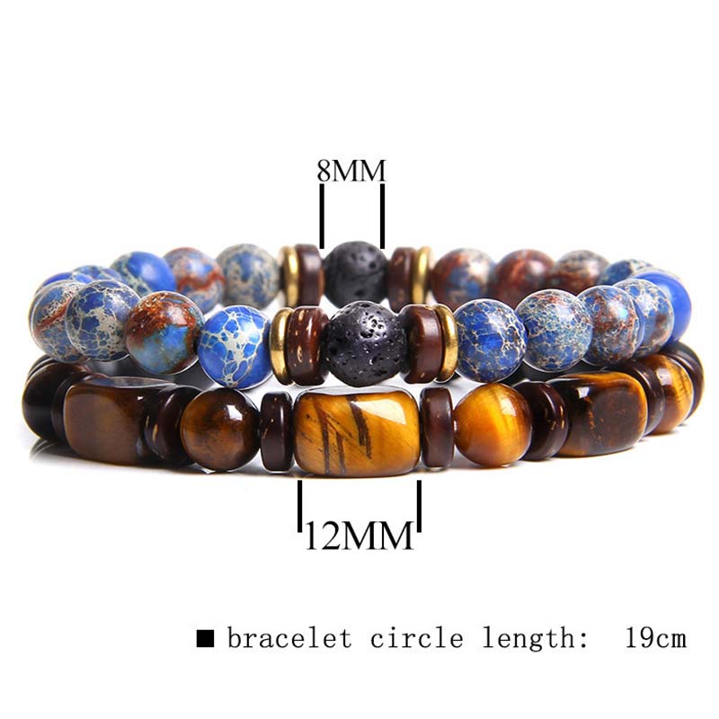 2PCS Healing Crystal Emperor Stone Tiger Eye Bead Bracelet