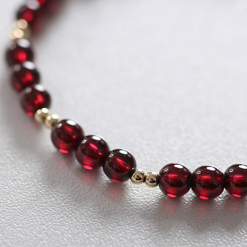 14K Gold Plated Alloy Natural Garnet Calm Bracelet