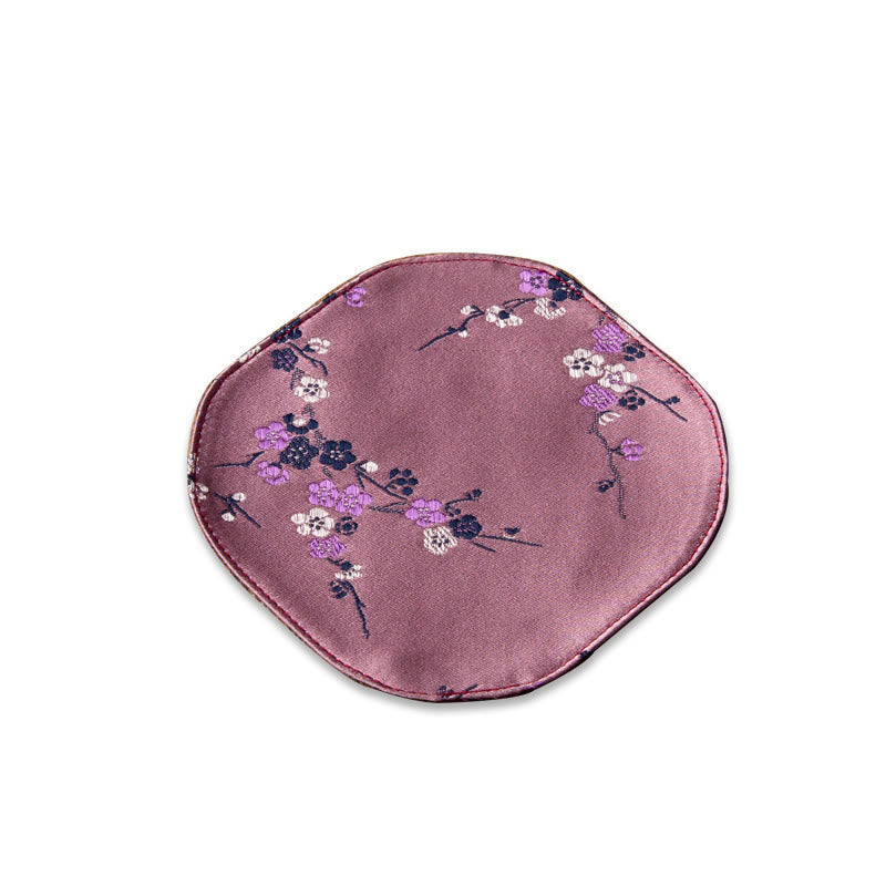 Vintage Sea Wave Bamboo Plum Blossom Embroidered Cup Mat Pad Tea Cup Coaster Kung Fu Tea Mat