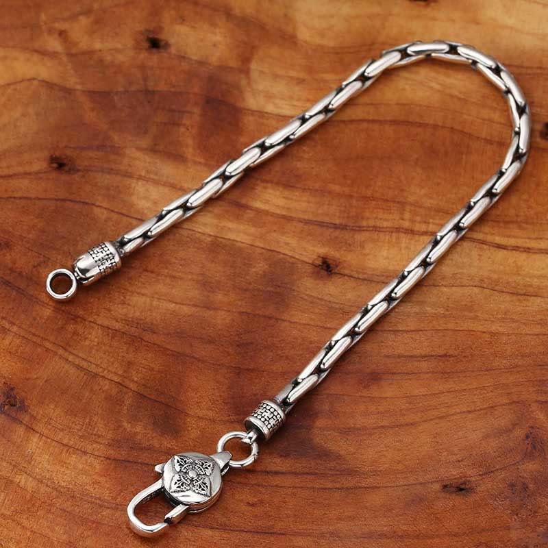 Tibetan Sterling Silver & Copper Om Mani Padme Hum Vajra Buddha Swastika Bracelet