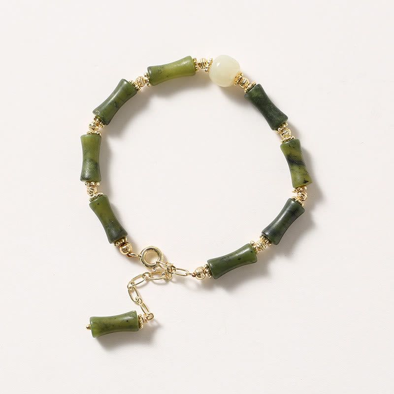 Glass Bead Bamboo Luck Strength Chain Bracelet