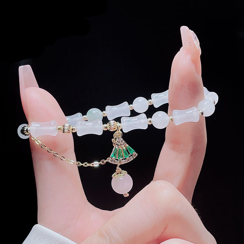 Tianshan White Jade Bamboo Pattern Luck Blessing Bracelet