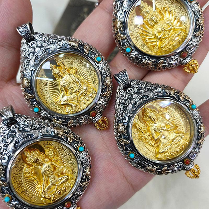 Chinese Zodiac Natal Buddha Thangka Nine Palaces Eight Diagrams Wealth Rotatable Necklace Pendant
