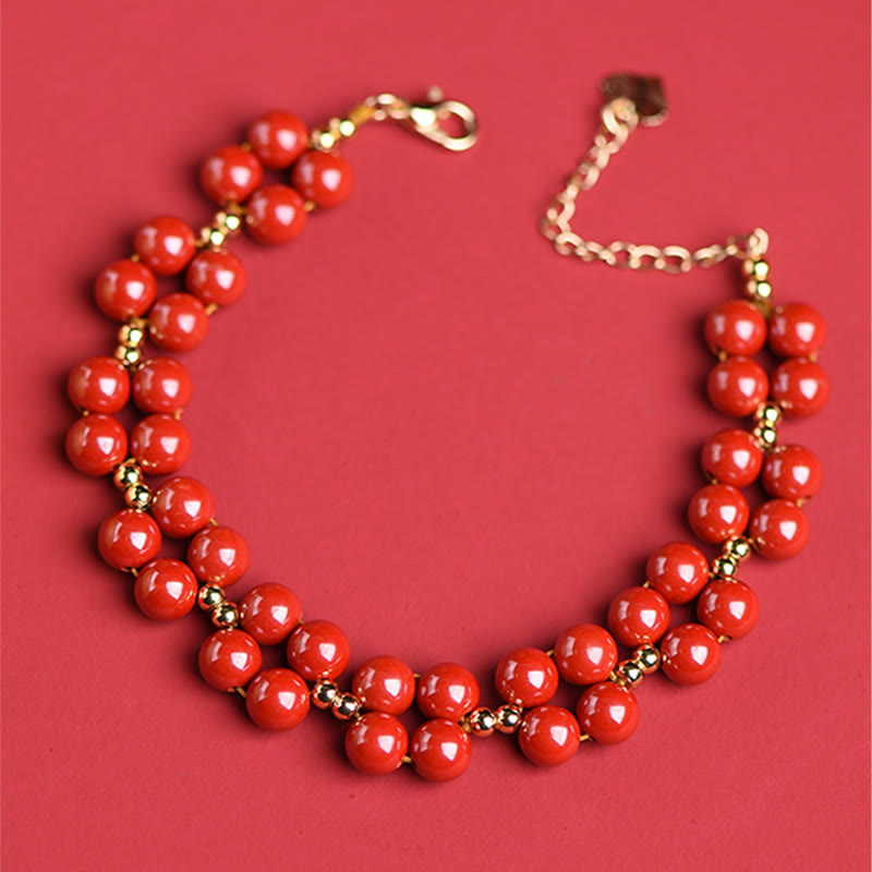 Natural Cinnabar Beaded Grounding Bracelet for Mindfulness