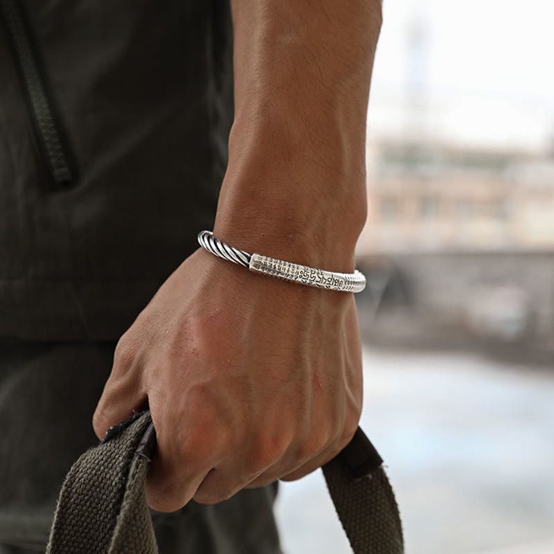 Tibetan Om Mani Padme Hum Heart Sutra Purity Cuff Bracelet