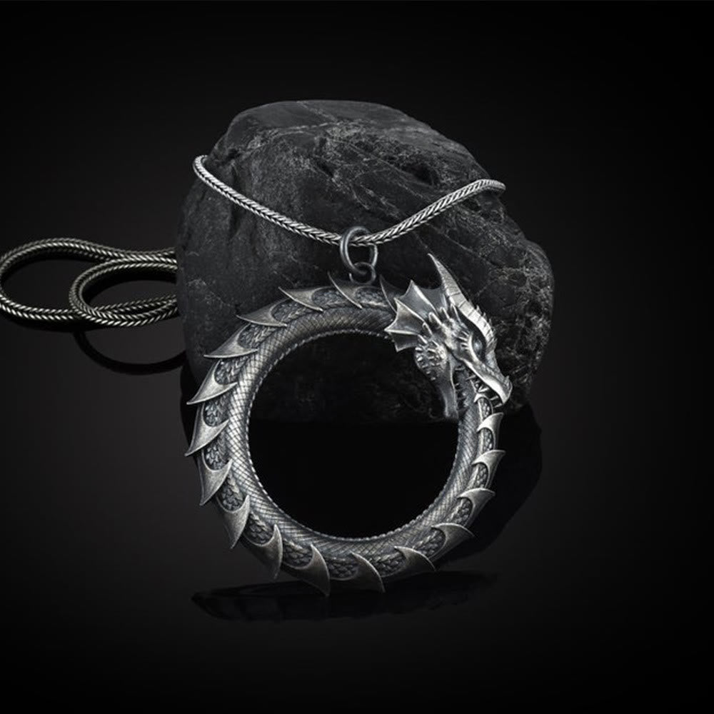 Pure Tin Dragon Snake Protection Necklace Pendant