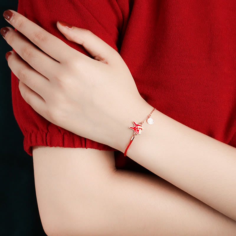 925 Sterling Silver Color-changing Chinese Zodiac Luck Protection Red String Chain Bracelet