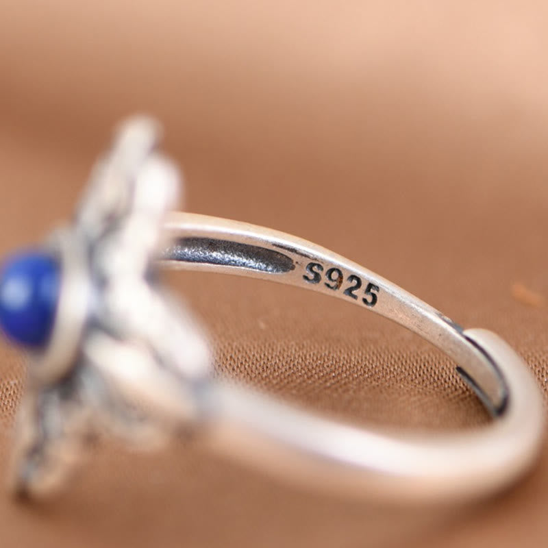 Tibet 925 Sterling Silver Natural Lapis Lazuli Adjustable Ring