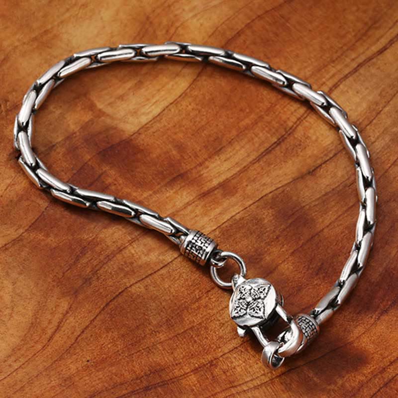 Tibetan Sterling Silver & Copper Om Mani Padme Hum Vajra Buddha Swastika Bracelet