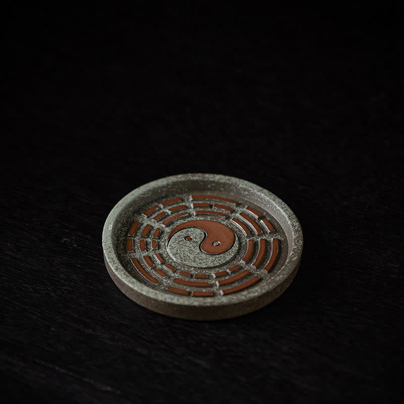 Ceramic Bagua Tray & Symbolic Wealth Vessel Stick Incense Burner