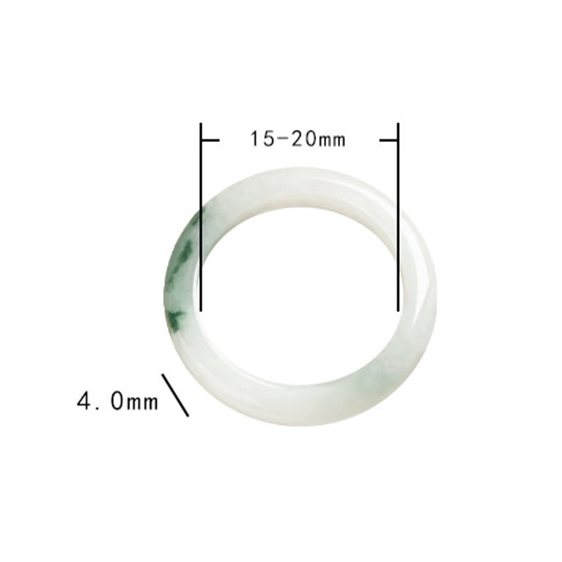 Hand-Polished Natural Green Jade Minimalist Solid Stone Band Ring