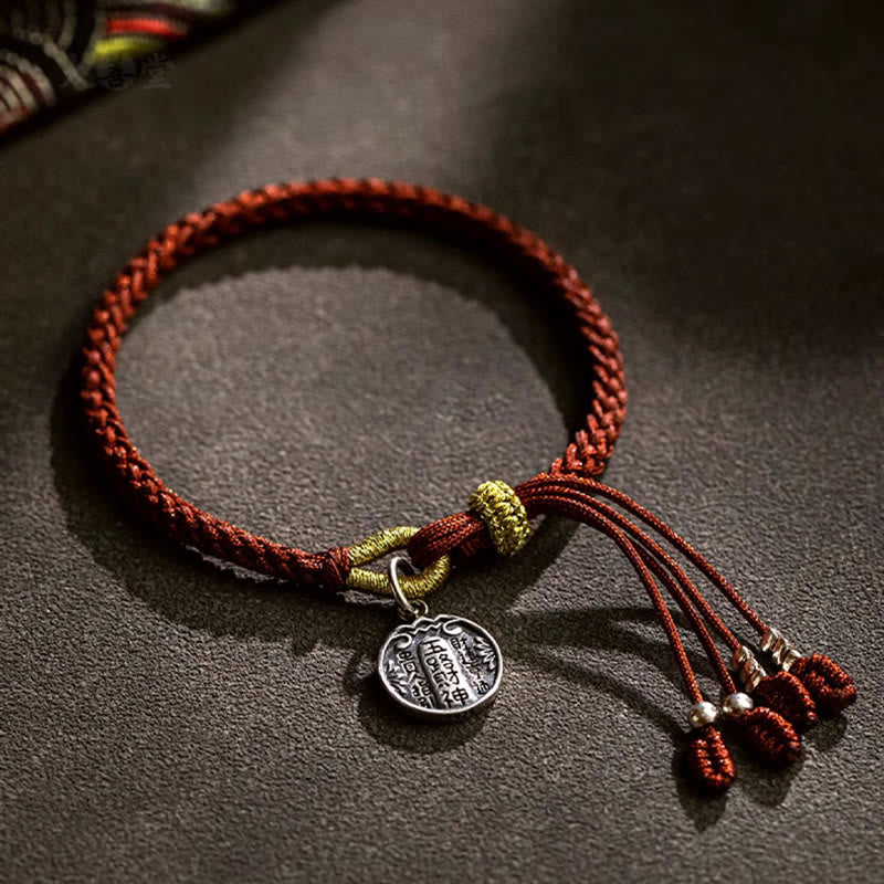 Handmade 925 Sterling Silver Five Directions Gods of Wealth Luck Protection String Braid Bracelet