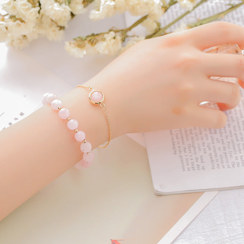 Sun Stone Strawberry Quartz Crystal Positive Bracelet