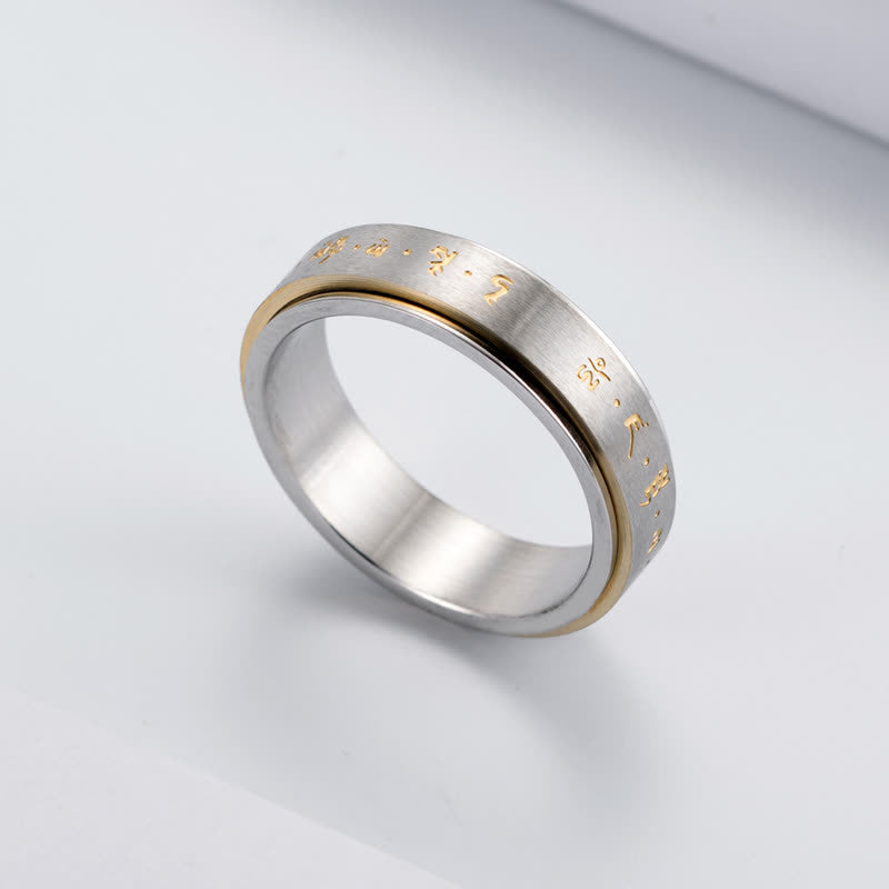 Minimalist Rotatable Mantra Titanium Steel Kinetic Balance Ring