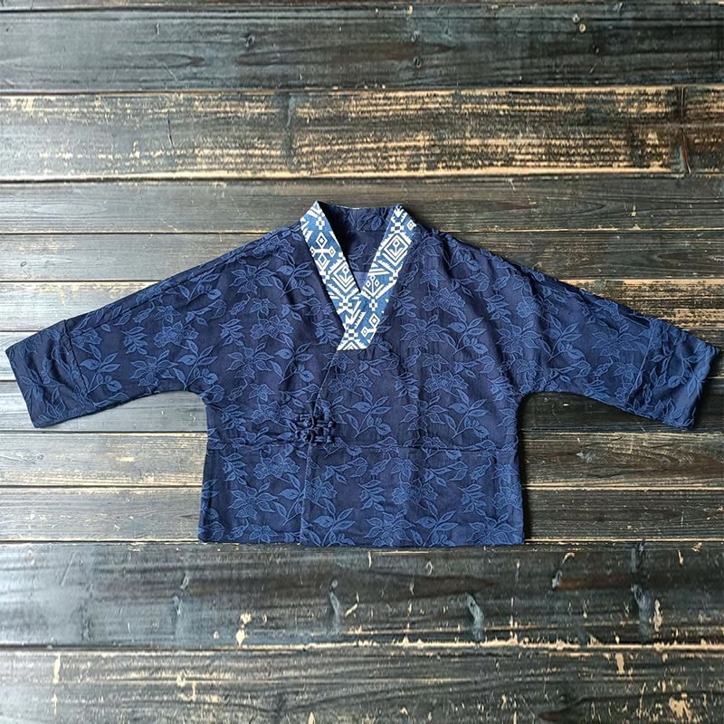 Cotton Jacquard V-Neck Mindful Meditation Jacket