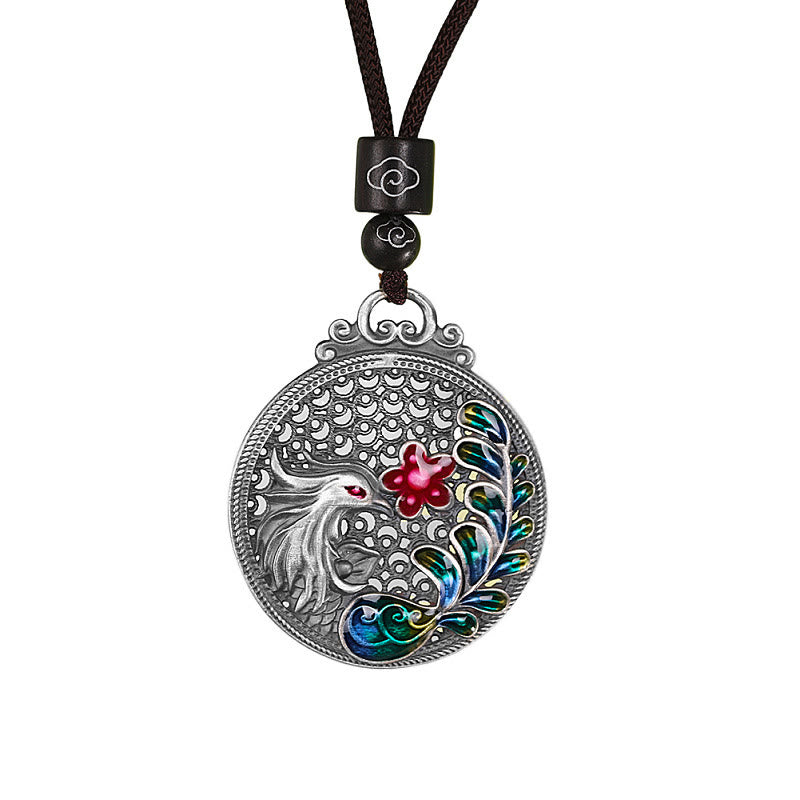 990 Sterling Silver Phoenix Luck Protection Necklace Pendant