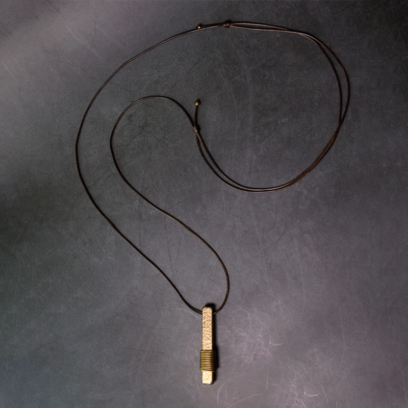 Vintage Textured Design Brass Copper Wealth Necklace Pendant