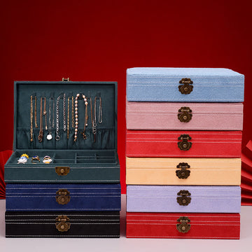 Minimalist Single Layer Flannel Jewelry Organizer with Secure Lock