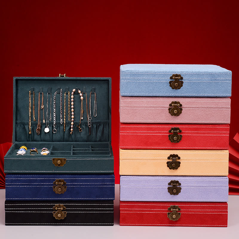 Minimalist Single Layer Flannel Jewelry Organizer with Secure Lock