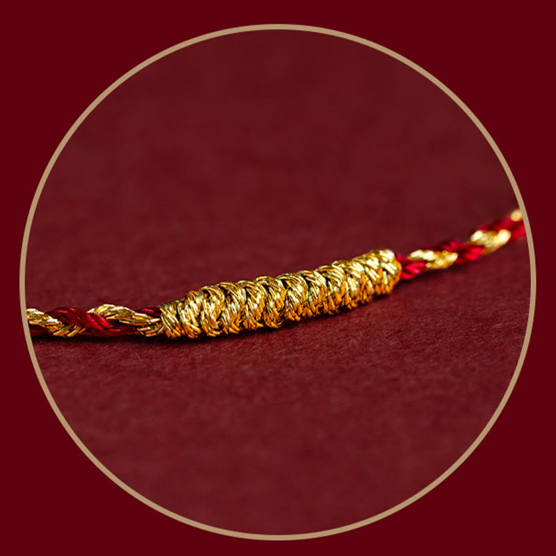 Handmade 14K Gold Plated Red String Vajra Knot Braided Rope Bracelet