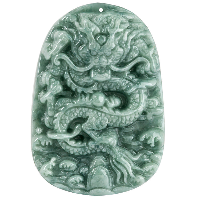 Chinese Zodiac Dragon Jade Prosperity Necklace Bead String Pendant