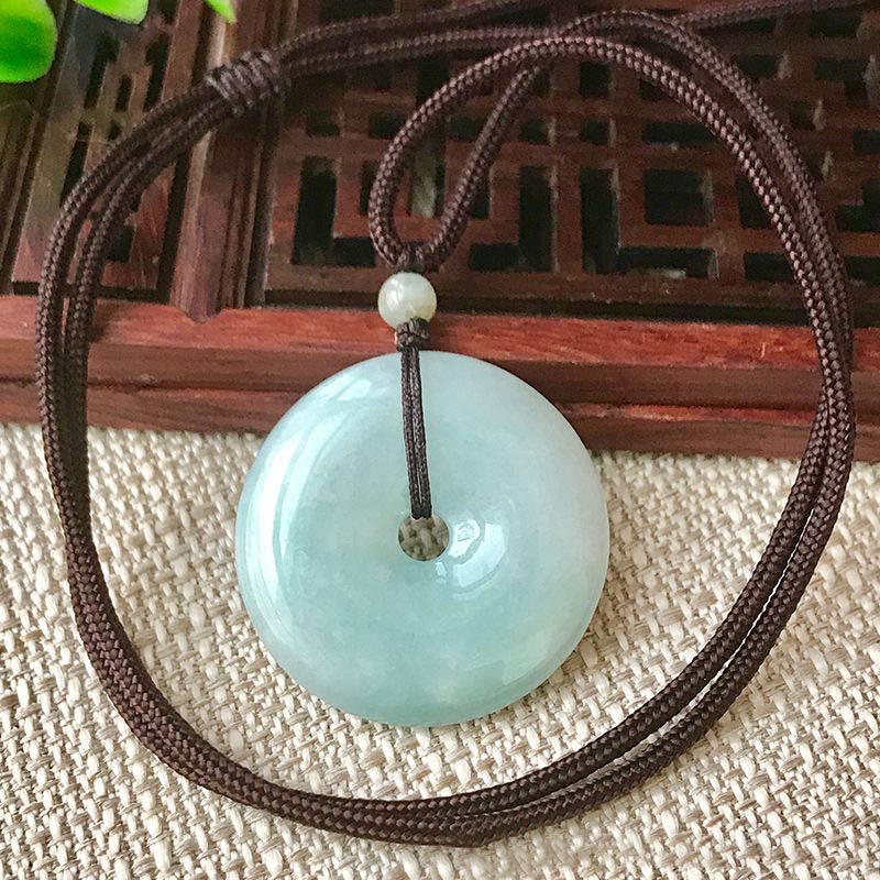 Round Jade String Luck Necklace Pendant