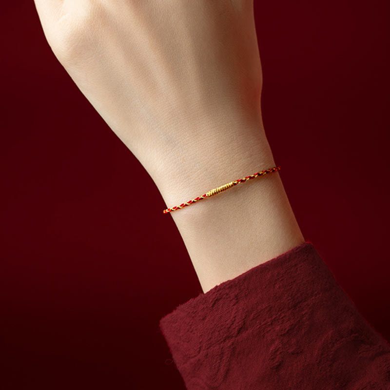 Handmade 14K Gold Plated Red String Vajra Knot Braided Rope Bracelet