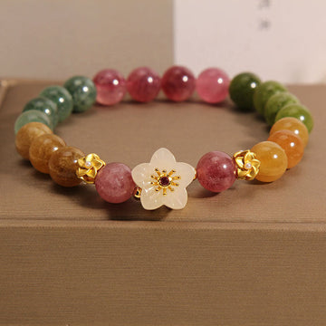 Colorful Tourmaline Jade Flowers Love Bracelet