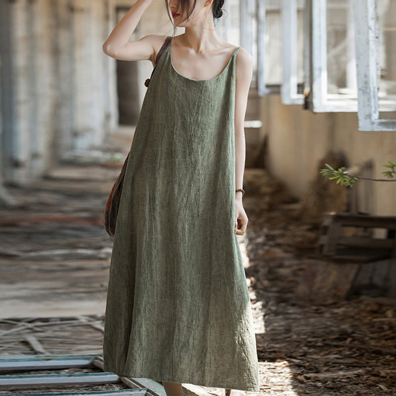 Artisanal Tie-Dye Linen Breezy Meditation Midi Dress
