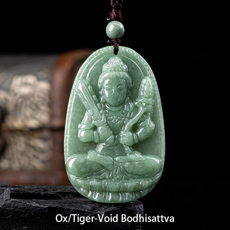 Chinese Zodiac Natal Buddha Natural Jade Wealth Prosperity Necklace Pendant (Extra 30% Off | USE CODE: FS30)