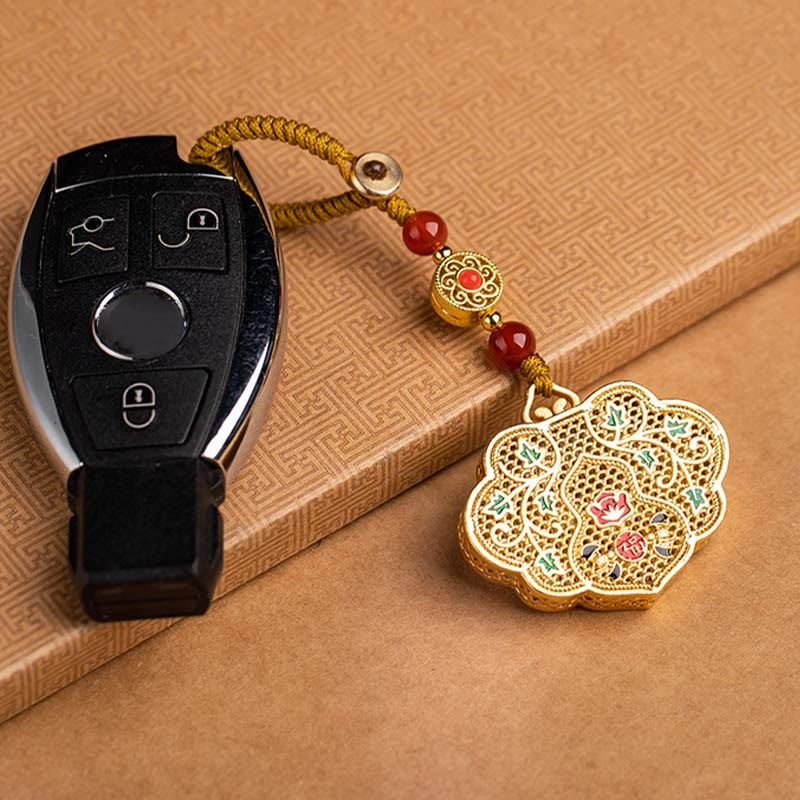 Lock of Good Wishes Fu Character Luck Blessing Key Chain