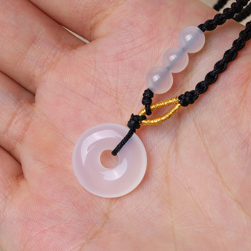 Strawberry Quartz Chalcedony Peace Buckle Healing Necklace Pendant
