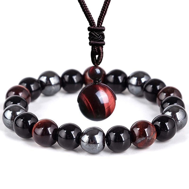 Tibetan Tiger's Eye Bracelet Necklace Set