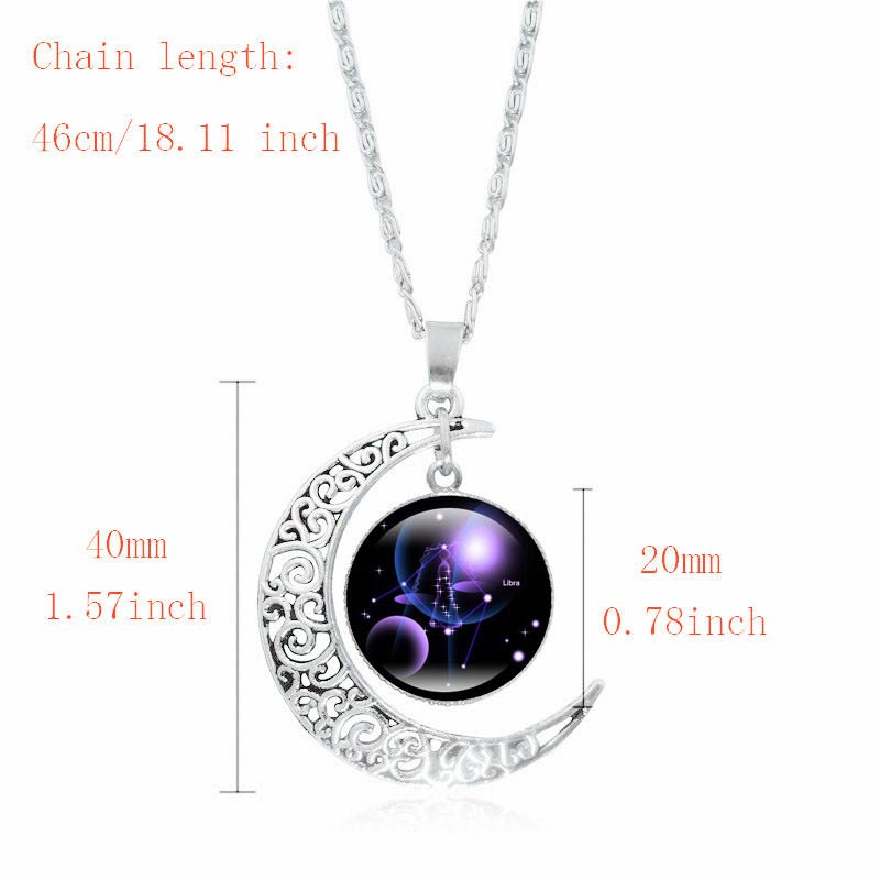 12 Constellations of the Zodiac Moon Protection Necklace Chain Pendant