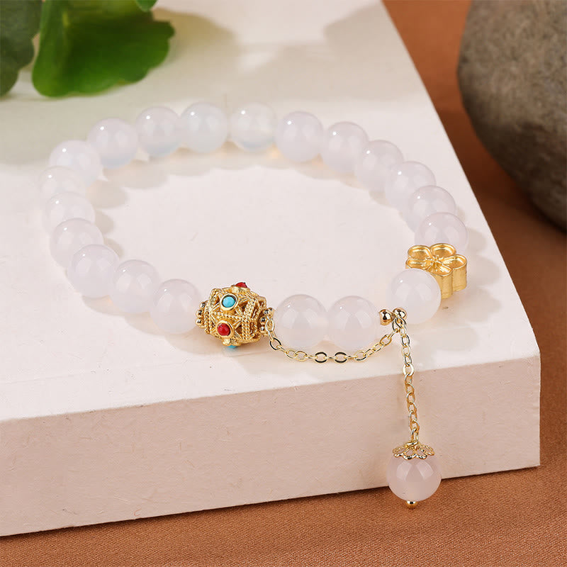 Natural Agate and Copper Peach Blossom Self-Acceptance Bracelet