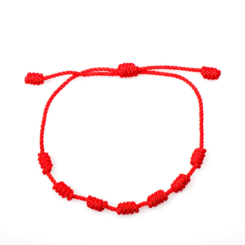 4-Piece Evil Eye Seven Knot Red String Adjustable Bracelet Set