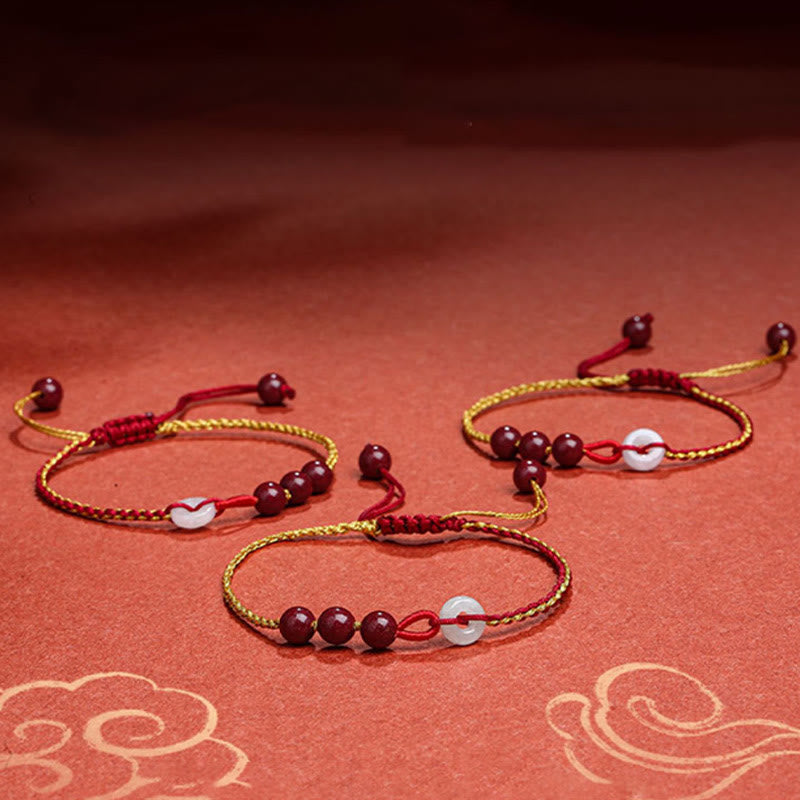 Natural Cinnabar Jade Peace Buckle Blessing Bracelet