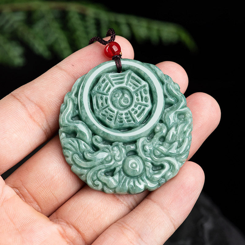 Dragon Jade Yin Yang Balance Necklace String Pendant