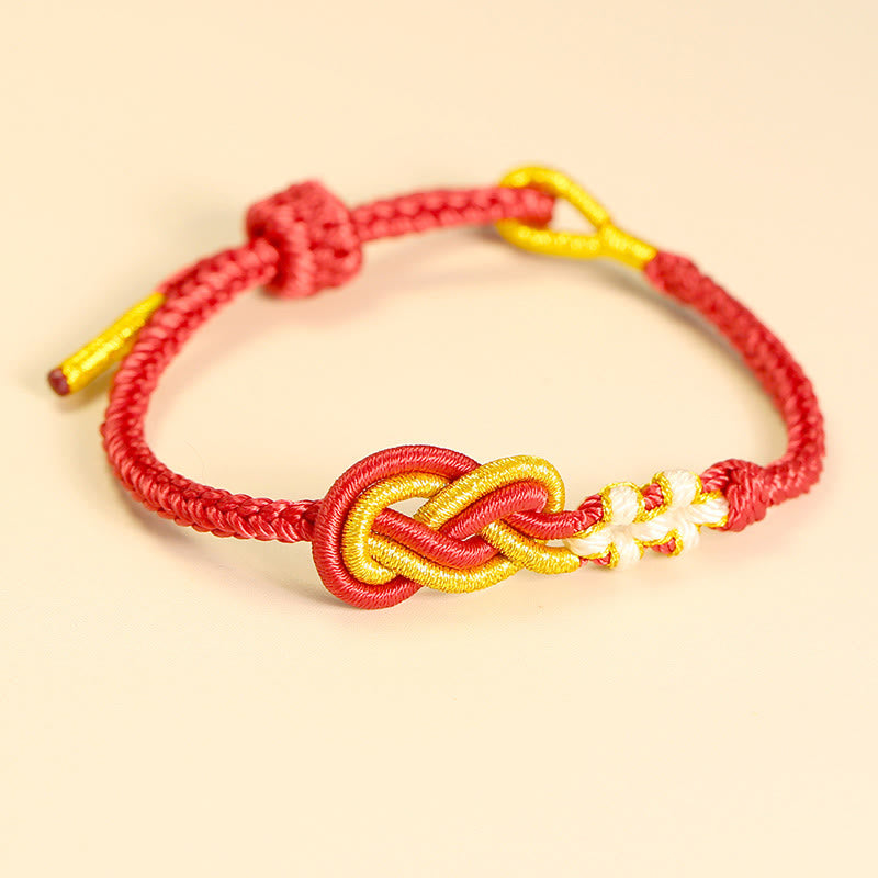 Handcrafted Eight Thread Peace Knot Peach Blossom Knot Luck Connection Bracelet